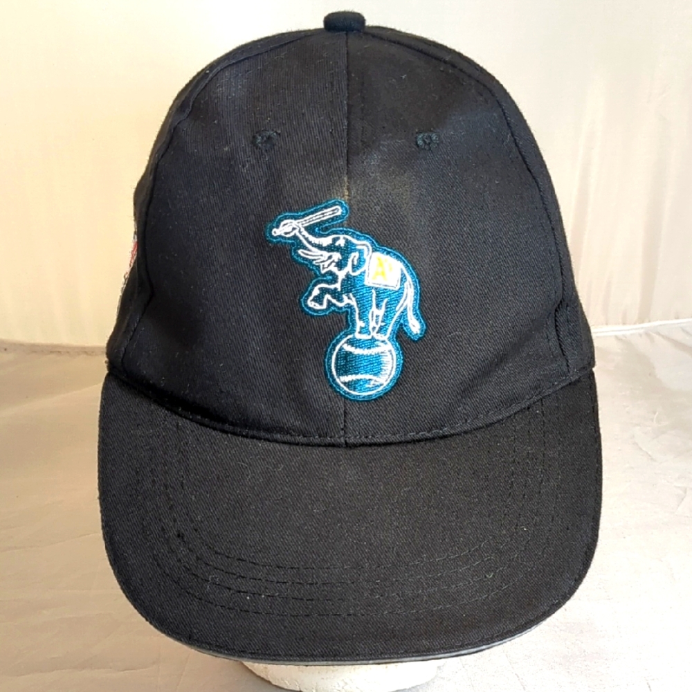Oakland Athletics A's Classic Elephant Patch Black Strapback Adjustable Hat Cap